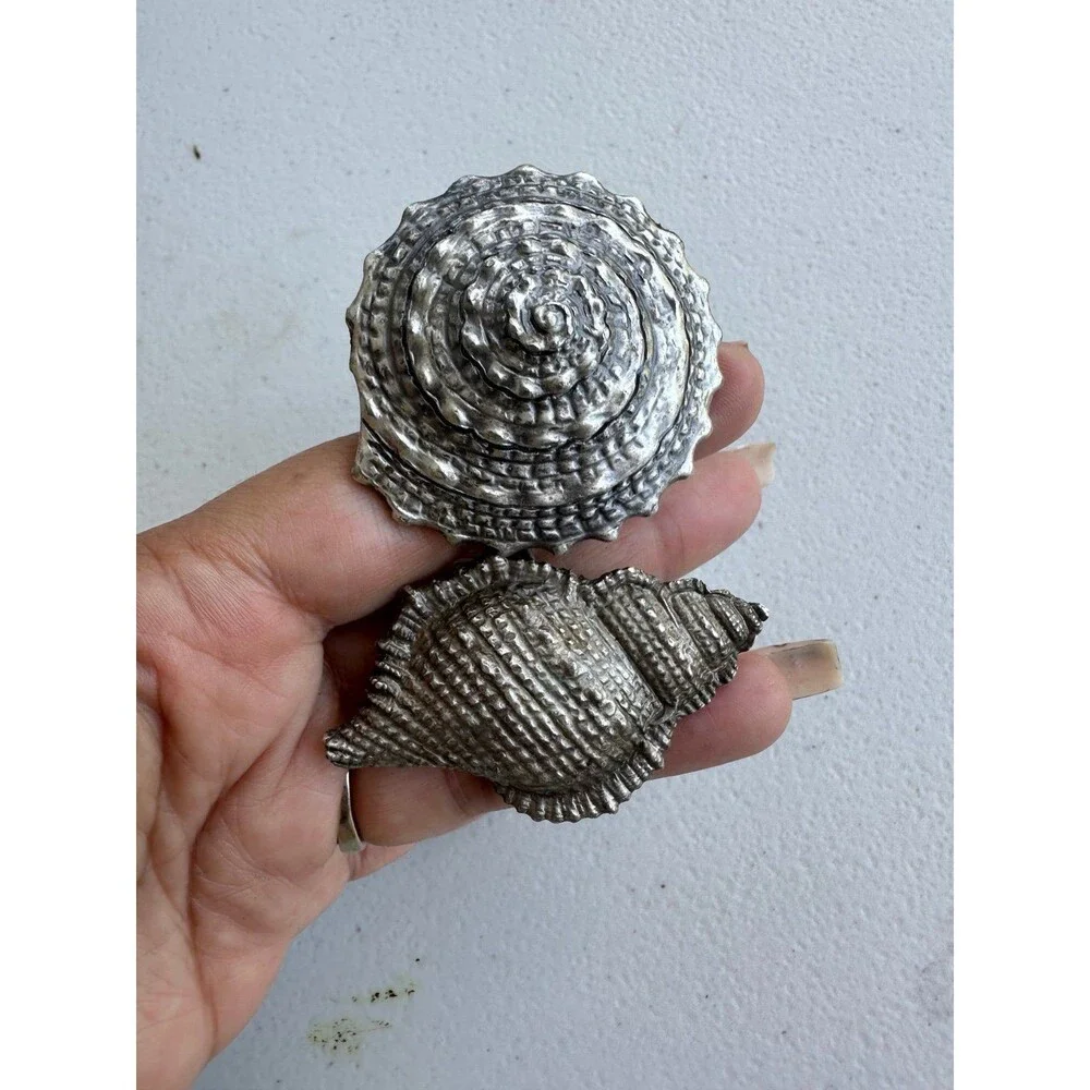Beaulieu Vineyard BV Silver Pewter Seashell Shell Napkin Rings Holder Set of 2